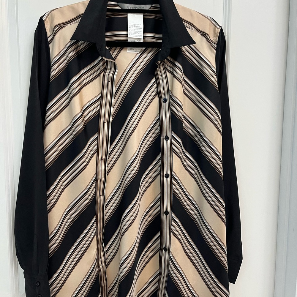 Sportmax Black and Cream Striped Shirt